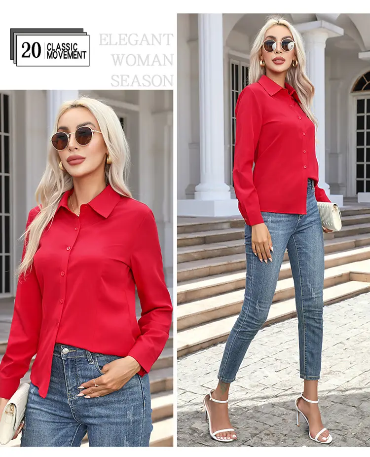 2026 Cross-Border Amazon European and American New Style Foreign Trade Women's Fashion Casual Long-Sleeved Cardigan Button-Up Shirt Top for Women — feature 10