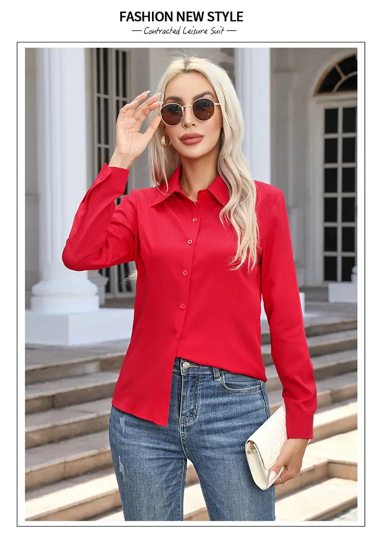 2026 Cross-Border Amazon European and American New Style Foreign Trade Women's Fashion Casual Long-Sleeved Cardigan Button-Up Shirt Top for Women — feature 11