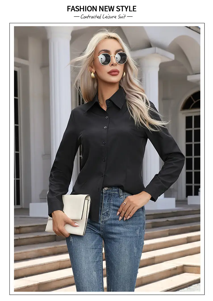 2026 Cross-Border Amazon European and American New Style Foreign Trade Women's Fashion Casual Long-Sleeved Cardigan Button-Up Shirt Top for Women — feature 15