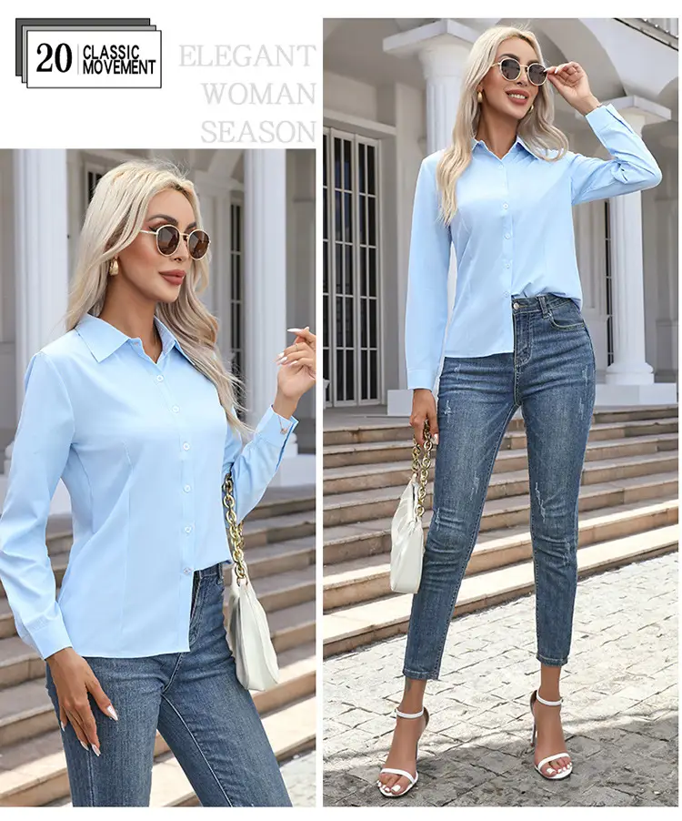 2026 Cross-Border Amazon European and American New Style Foreign Trade Women's Fashion Casual Long-Sleeved Cardigan Button-Up Shirt Top for Women — feature 26