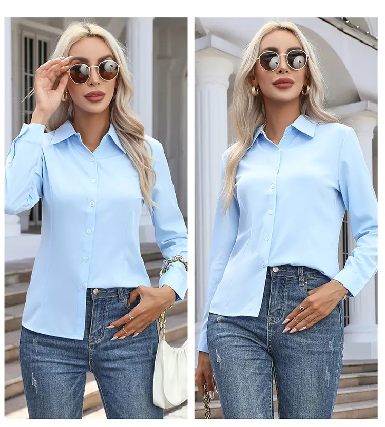 2026 Cross-Border Amazon European and American New Style Foreign Trade Women's Fashion Casual Long-Sleeved Cardigan Button-Up Shirt Top for Women — feature 28