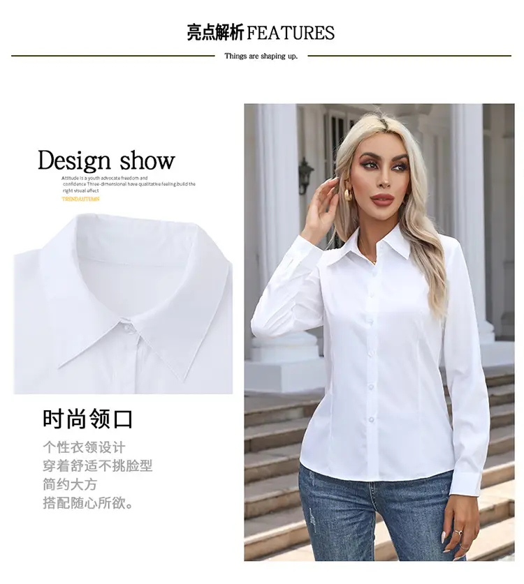 2026 Cross-Border Amazon European and American New Style Foreign Trade Women's Fashion Casual Long-Sleeved Cardigan Button-Up Shirt Top for Women — feature 4