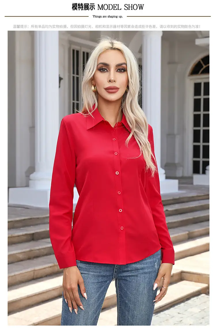 2026 Cross-Border Amazon European and American New Style Foreign Trade Women's Fashion Casual Long-Sleeved Cardigan Button-Up Shirt Top for Women — feature 9
