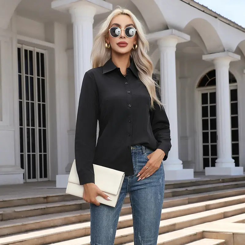 2026 Cross-Border Amazon European and American New Style Foreign Trade Women's Fashion Casual Long-Sleeved Cardigan Button-Up Shirt Top for Women - Image 2