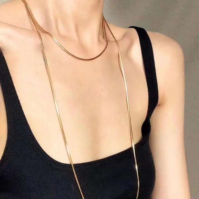 Gold Snake Bone Clavicle Necklace for Women - Image 2