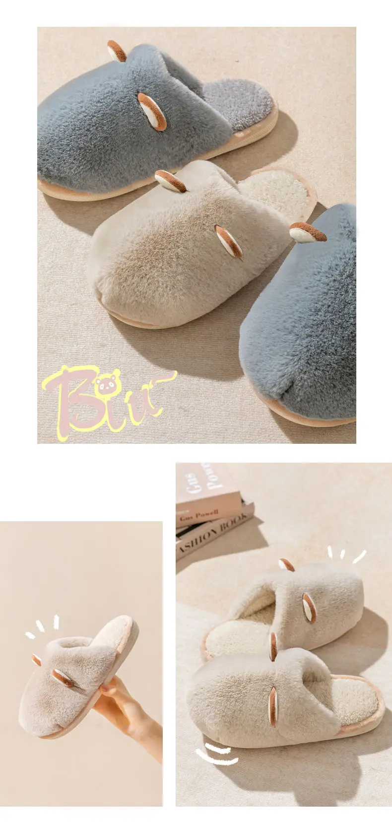 2025 New Cotton Slippers Women's Autumn and Winter Furry Home Slippers Home Thick-Soled Non-Slip Warm Stuffed Men's Shoes — feature 11