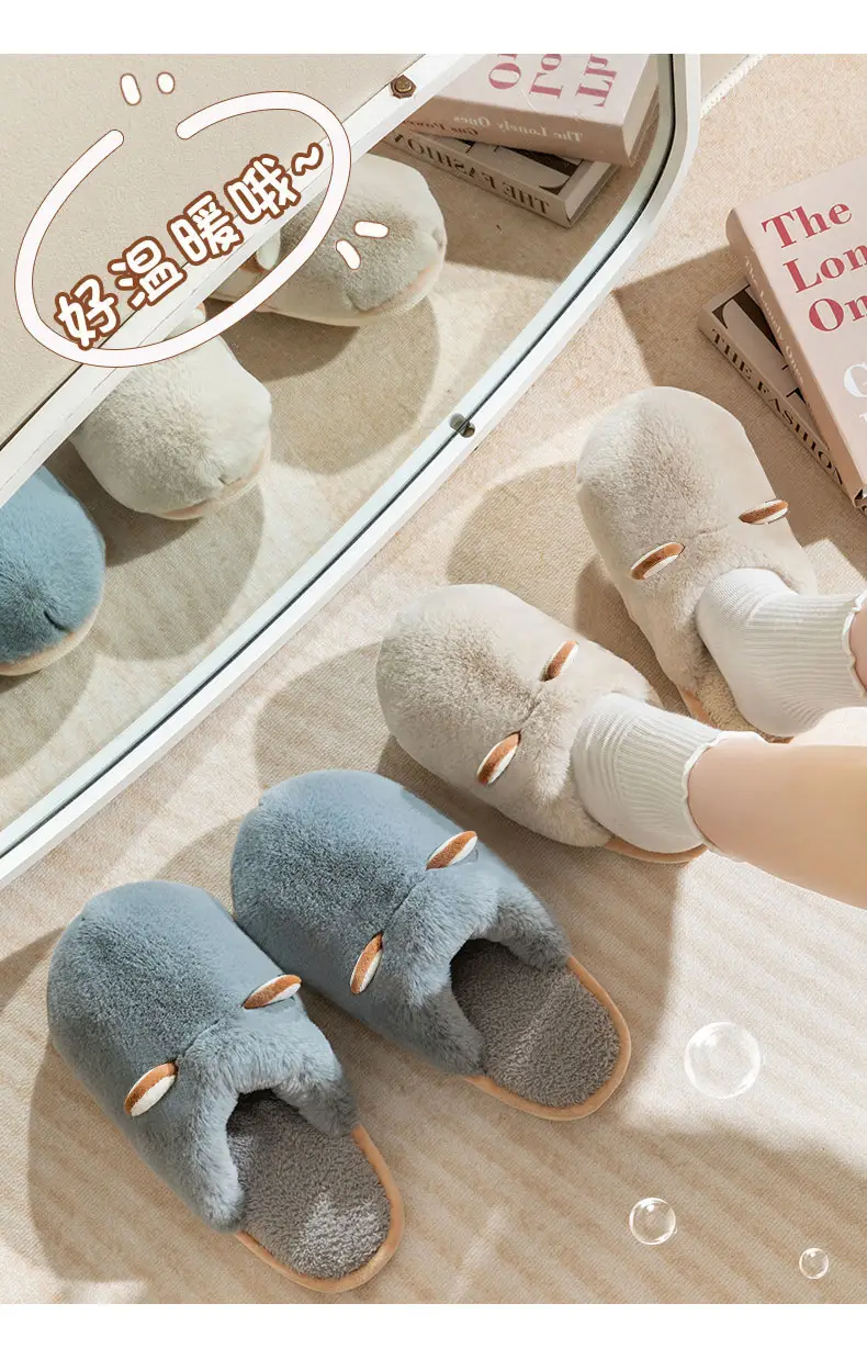 2025 New Cotton Slippers Women's Autumn and Winter Furry Home Slippers Home Thick-Soled Non-Slip Warm Stuffed Men's Shoes — feature 12