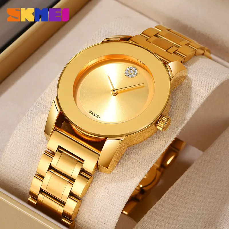 Gold Quartz Women's Watch with Diamond Crystal Dial - Image 5