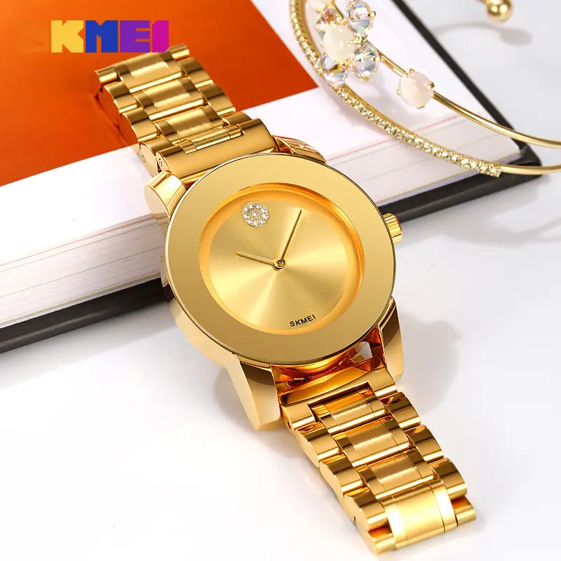 Gold Quartz Women's Watch with Diamond Crystal Dial - Image 6