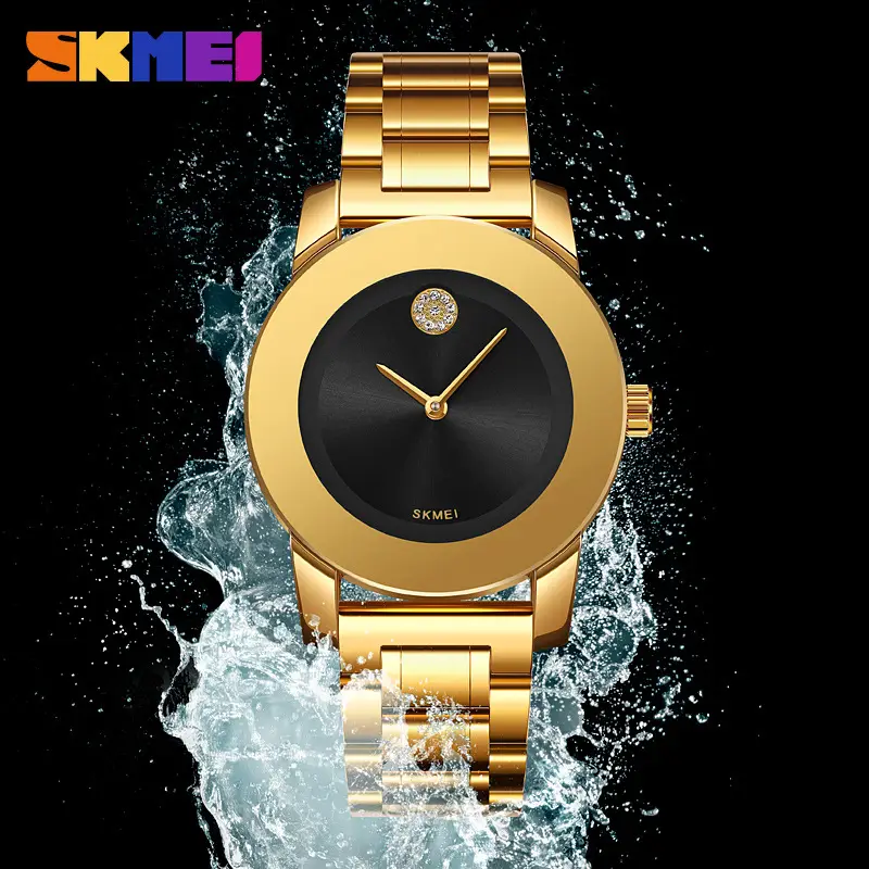 Gold Quartz Women's Watch with Diamond Crystal Dial - Image 8