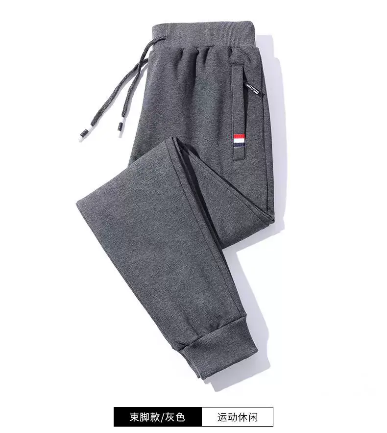 Men Grey Fleece Sweatpants Plus Size Winter Casual Pants — feature 10
