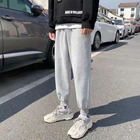 Men Grey Fleece Sweatpants Plus Size Winter Casual Pants - Image 18