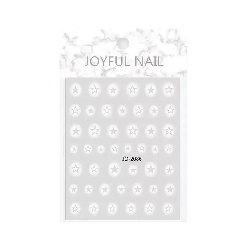 White Smudges Heart-Shaped Nail Stickers Semi-Hollow