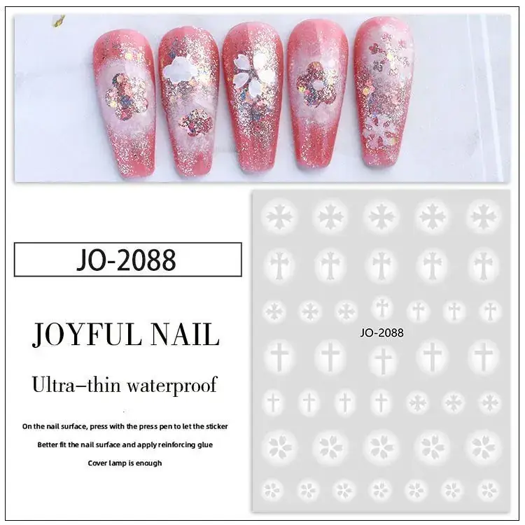 White Smudges Heart-Shaped Nail Stickers Semi-Hollow — feature 9
