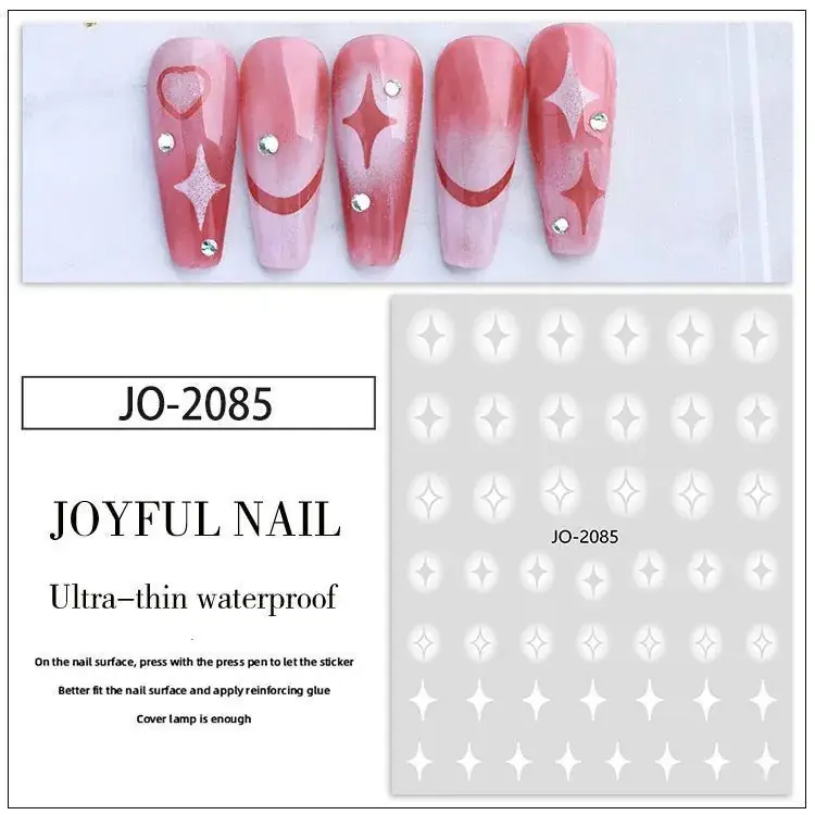 White Smudges Heart-Shaped Nail Stickers Semi-Hollow