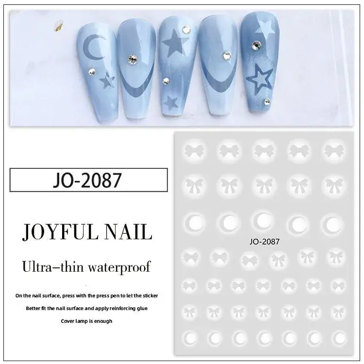 White Smudges Heart-Shaped Nail Stickers Semi-Hollow