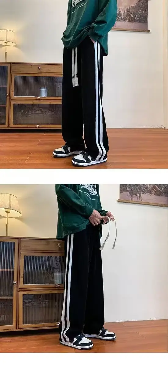 Men's Grey Striped Warm Pants Winter All-Day Wear — feature 10