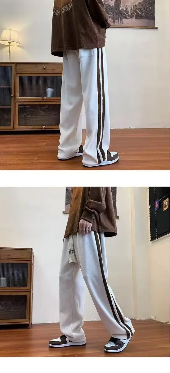 Men's Grey Striped Warm Pants Winter All-Day Wear — feature 13