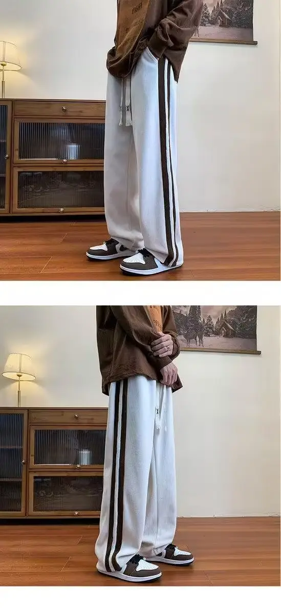 Men's Grey Striped Warm Pants Winter All-Day Wear — feature 14