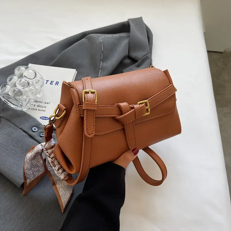 Black Leather Shoulder Messenger Bag for Women 2023