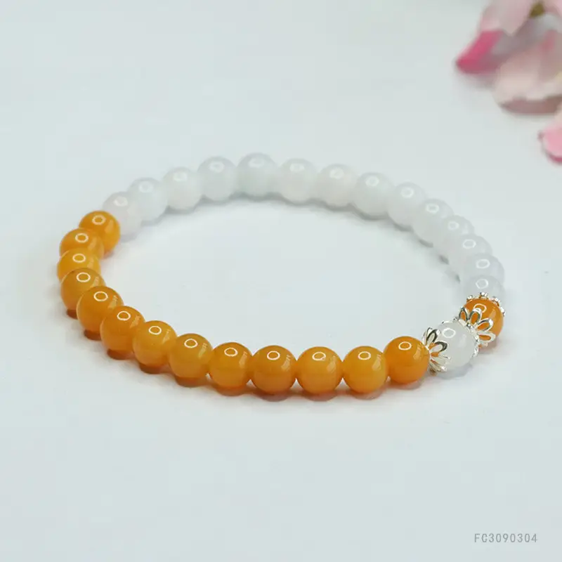 Guan Yu Natural Burmese Jade Bracelet S925 Silver Gold Thread - Image 4