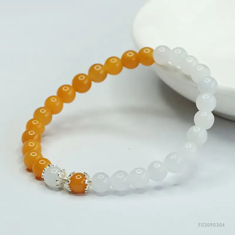Guan Yu Natural Burmese Jade Bracelet S925 Silver Gold Thread - Image 5