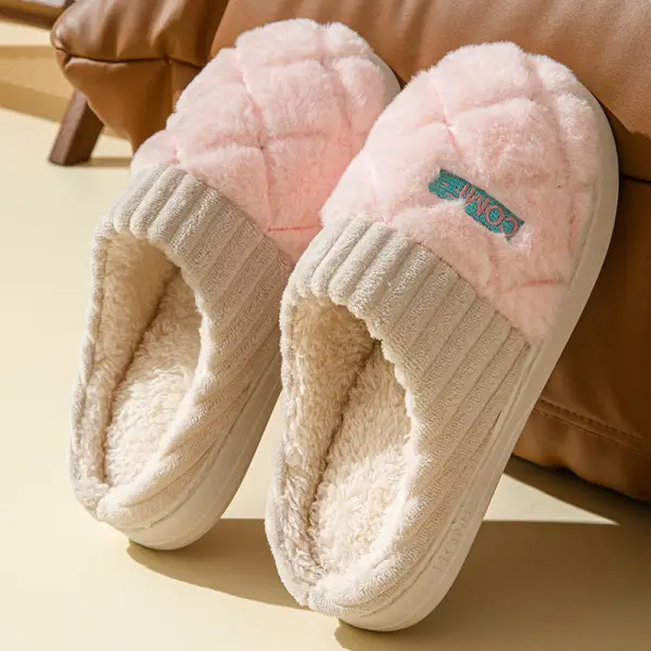 Autumn and Winter Cotton Slippers with a Stepping-On-Poop Feeling for Women, Non-Slip Soft Sole, Silent, Couple's Home Warm Thick Plush Slippers for Men - Image 13