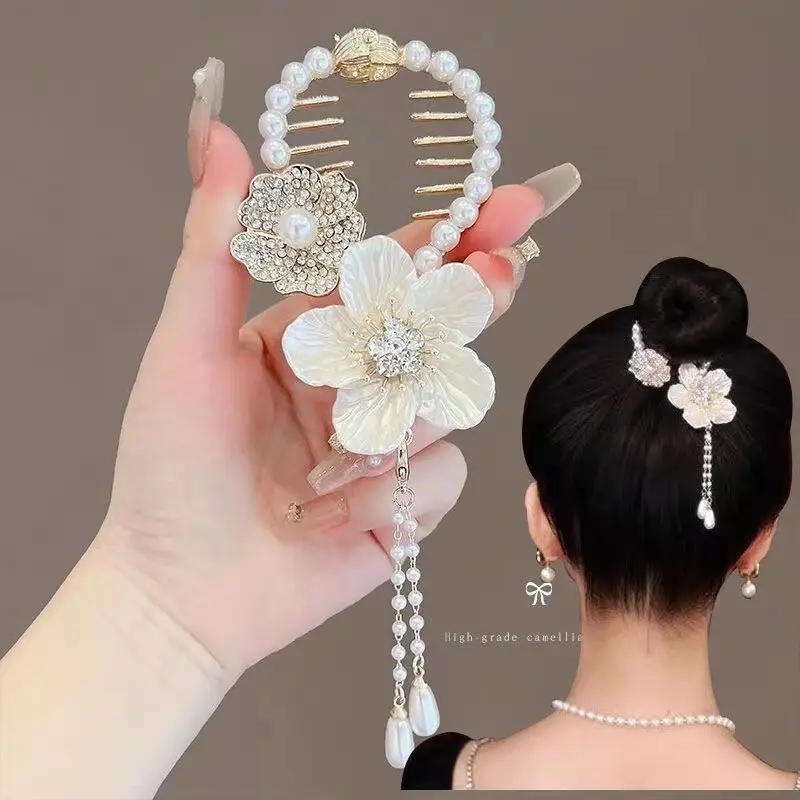 Pearl Flower Hairpin Back Clip for Women