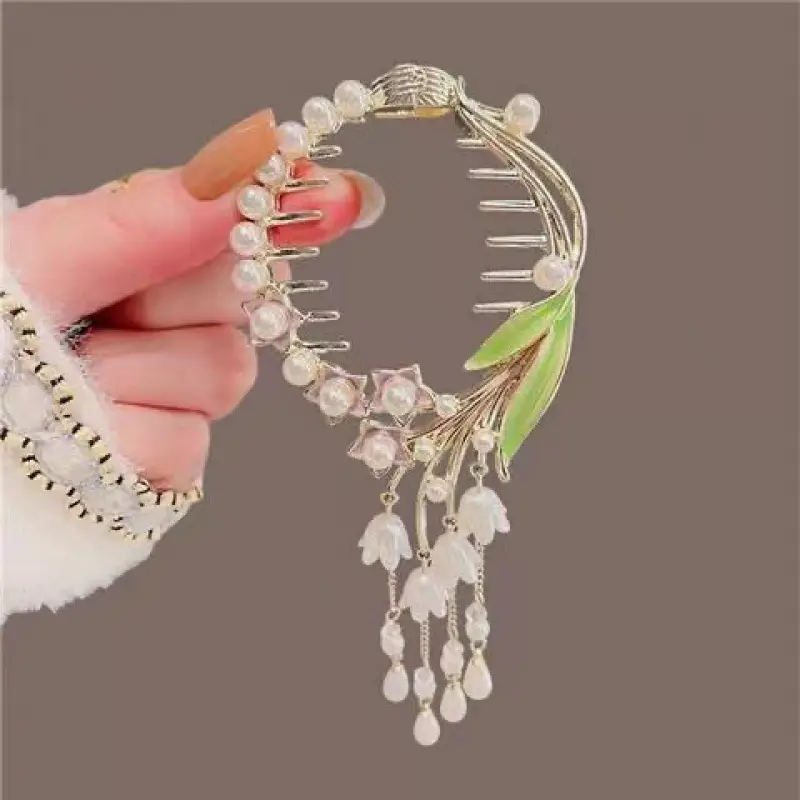 Pearl Flower Hairpin Back Clip for Women