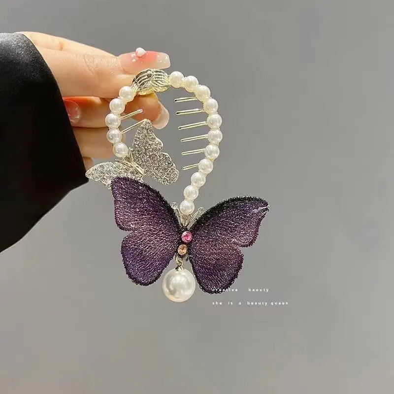 J19 purple embroidery butterfly