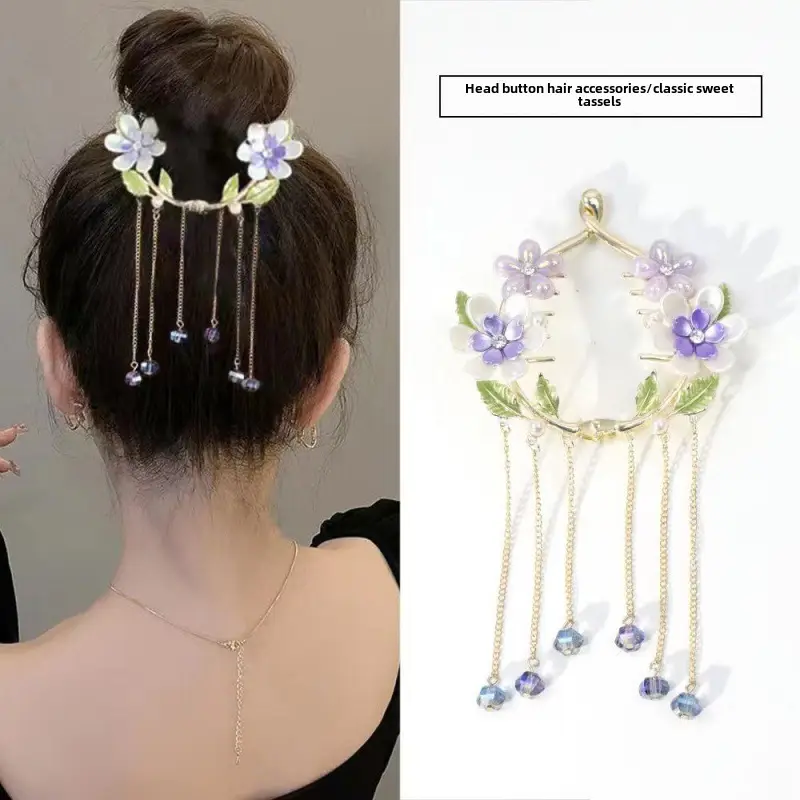 Pearl Flower Hairpin Back Clip for Women