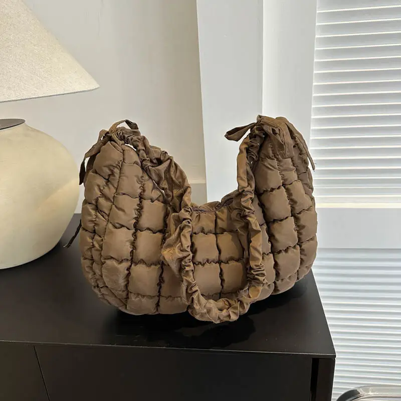 Black Embroidered Pleated Cloud Bag for Women - Image 7
