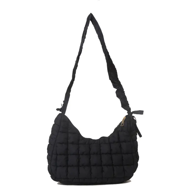 Black Embroidered Pleated Cloud Bag for Women - Image 11