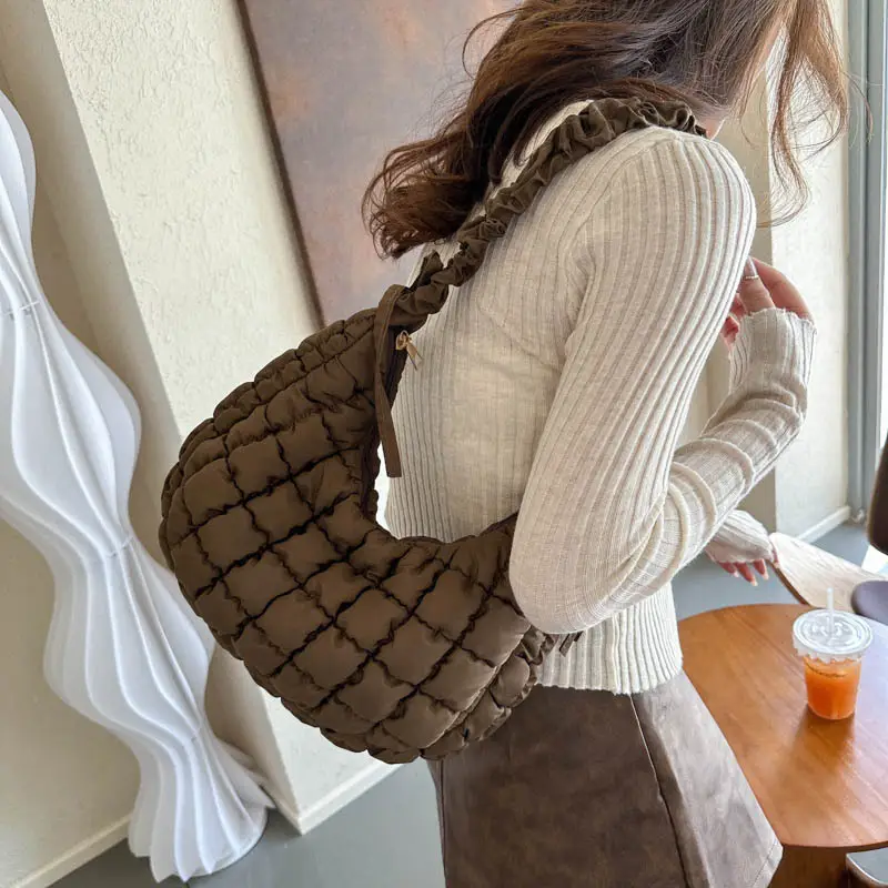 Black Embroidered Pleated Cloud Bag for Women — feature 17