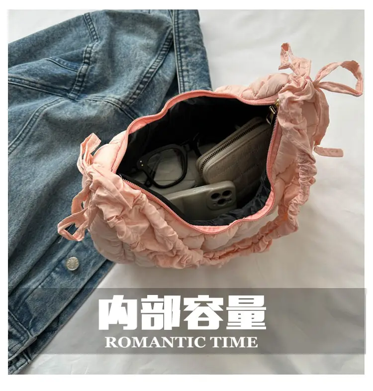 Black Embroidered Pleated Cloud Bag for Women — feature 7