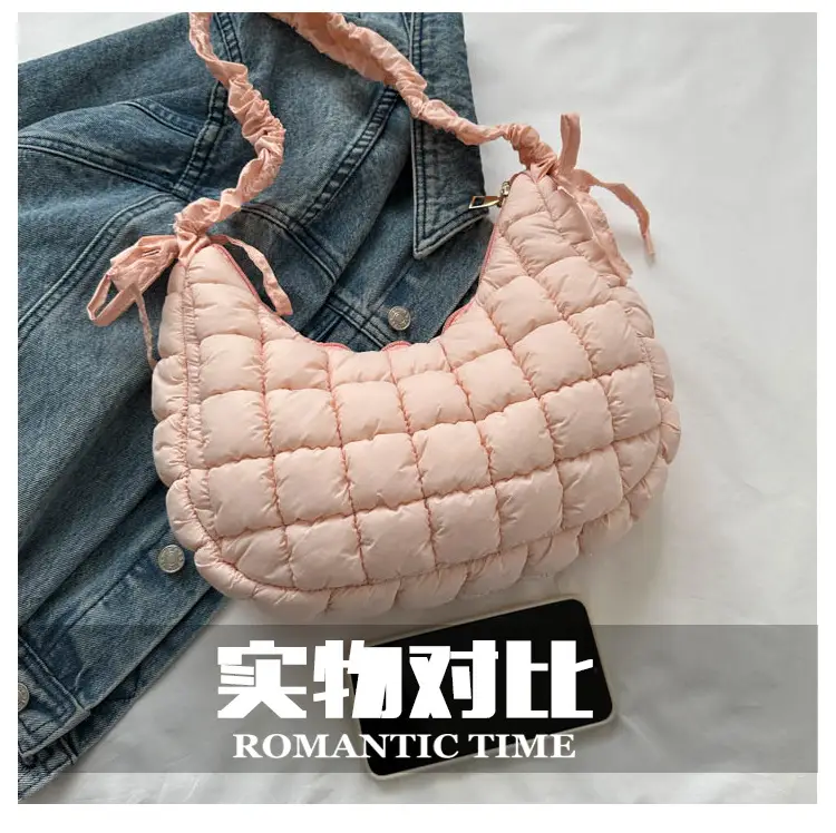 Black Embroidered Pleated Cloud Bag for Women — feature 8