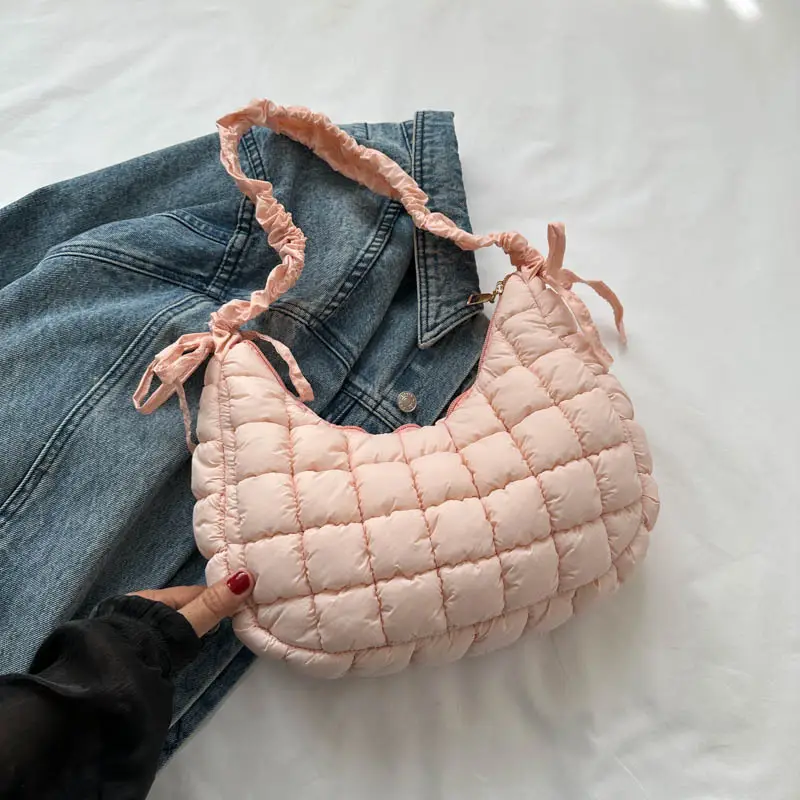 Black Embroidered Pleated Cloud Bag for Women - Image 5