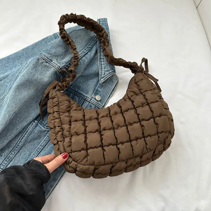 Black Embroidered Pleated Cloud Bag for Women - Image 6