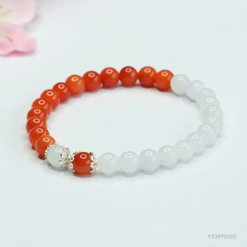 Guan Yu Natural Burmese Jade Bracelet S925 Silver Gold Thread - Image 3