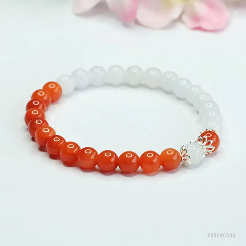 Guan Yu Natural Burmese Jade Bracelet S925 Silver Gold Thread - Image 4