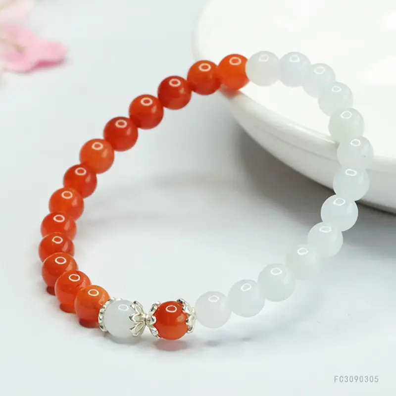 Guan Yu Natural Burmese Jade Bracelet S925 Silver Gold Thread - Image 5