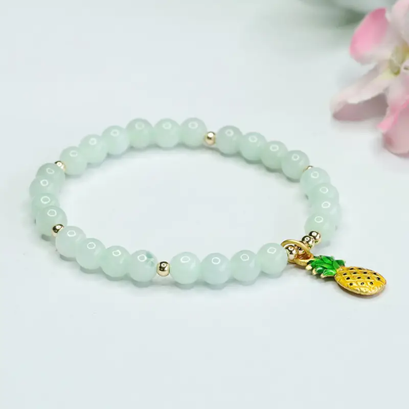 Guan Yu Jadeite Bracelet with Pineapple Charm
