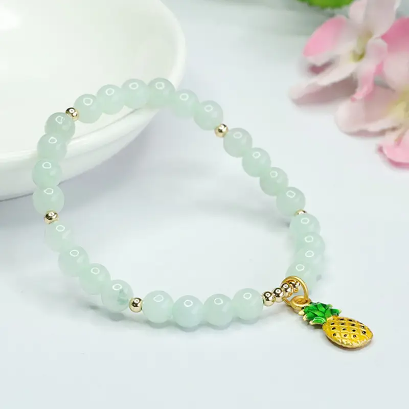 Guan Yu Jadeite Bracelet with Pineapple Charm