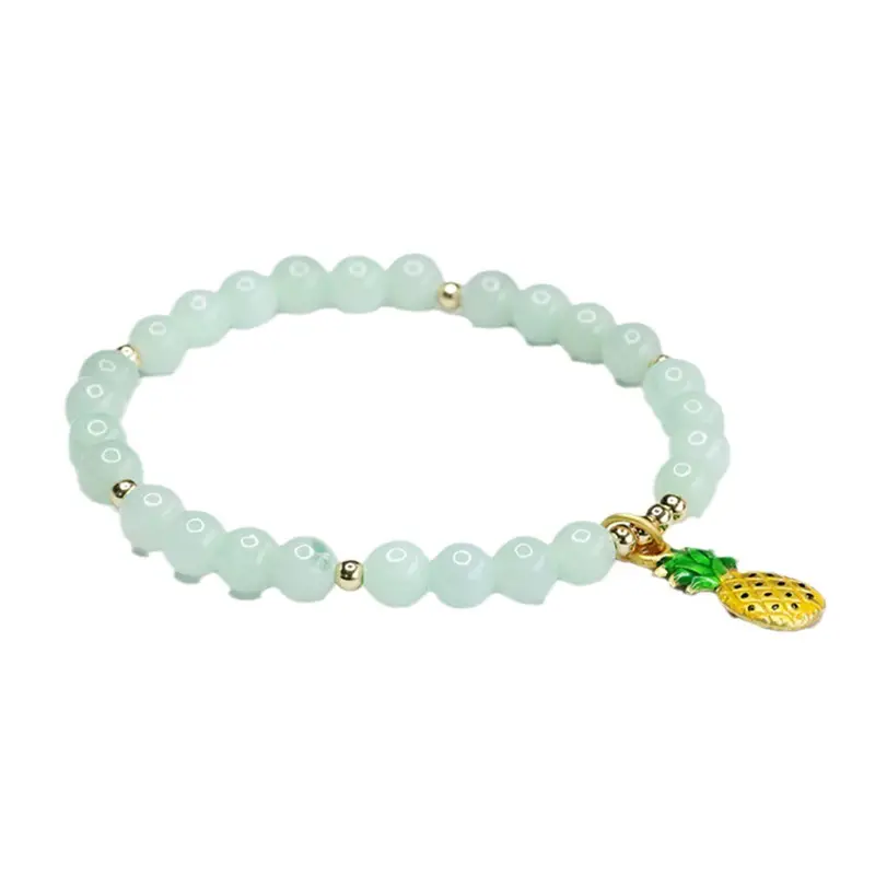 Guan Yu Jadeite Bracelet with Pineapple Charm
