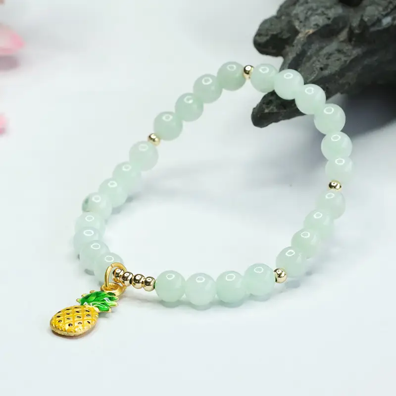 Guan Yu Jadeite Bracelet with Pineapple Charm — feature 10