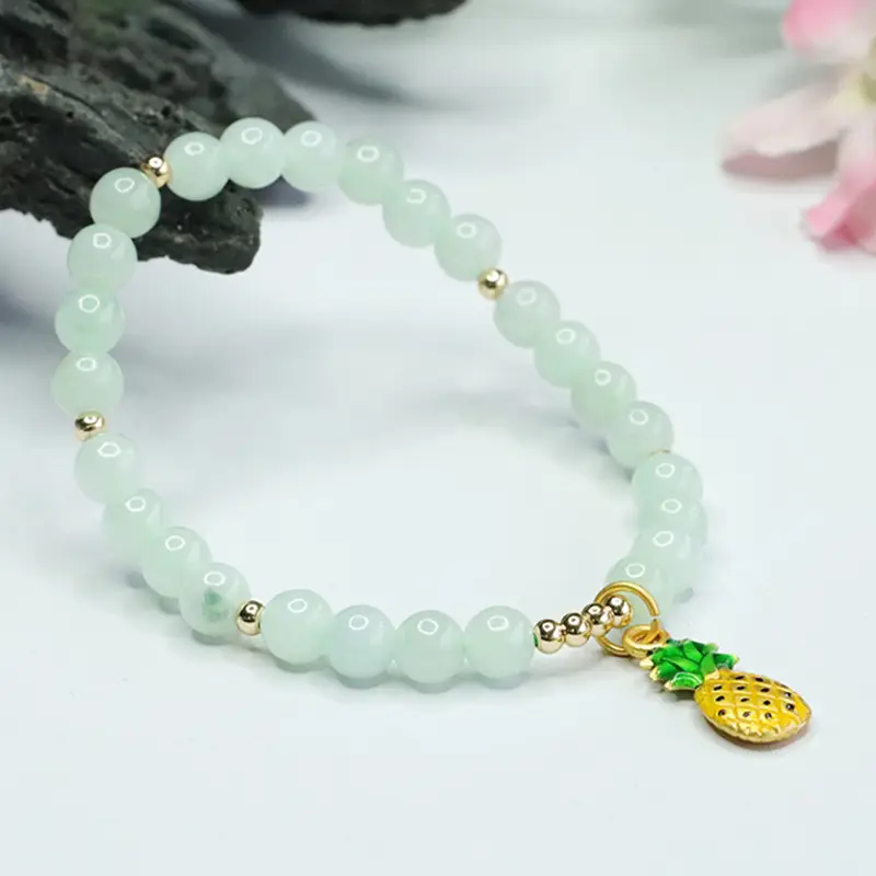 Guan Yu Jadeite Bracelet with Pineapple Charm — feature 11
