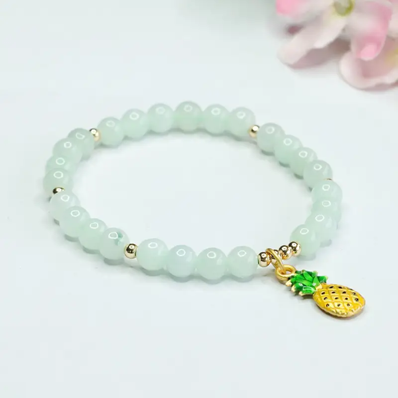 Guan Yu Jadeite Bracelet with Pineapple Charm — feature 4