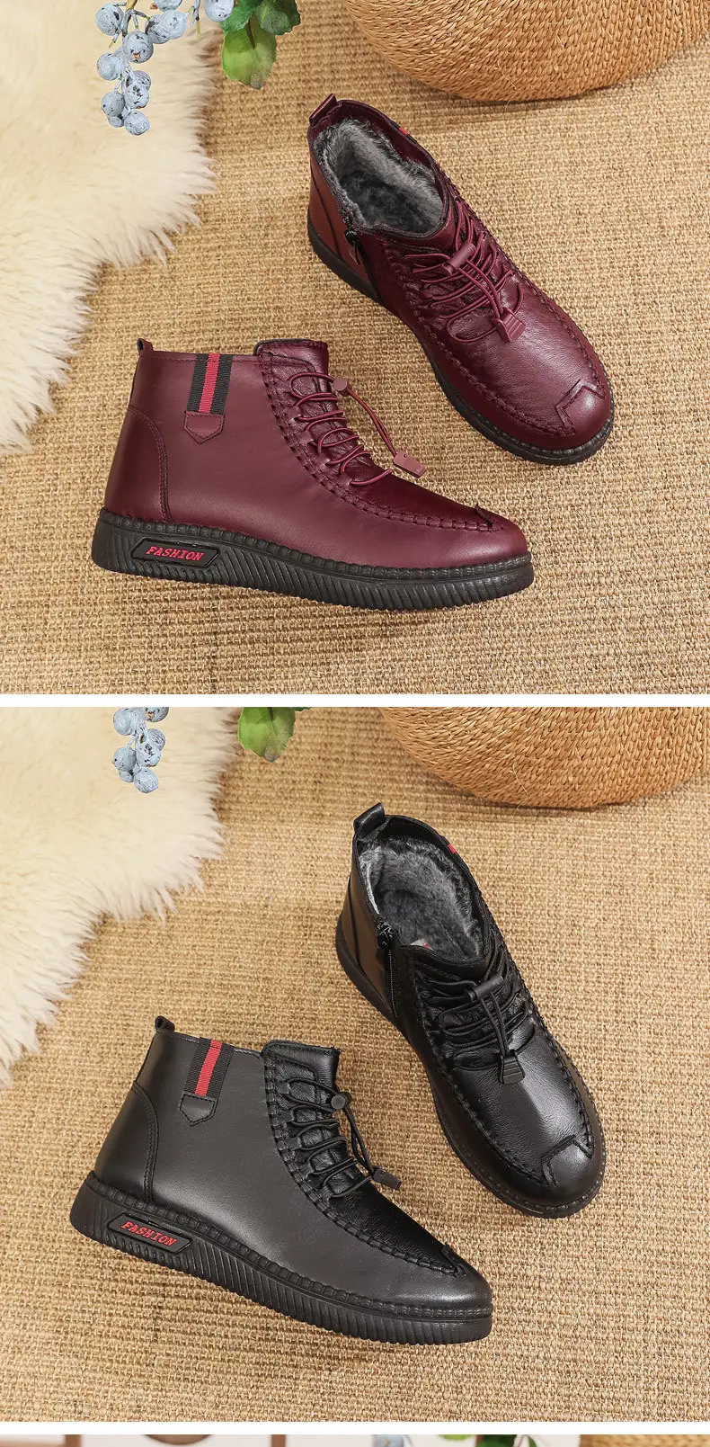 Women's Fleece-Lined Snow Boots Maroon Winter — feature 8