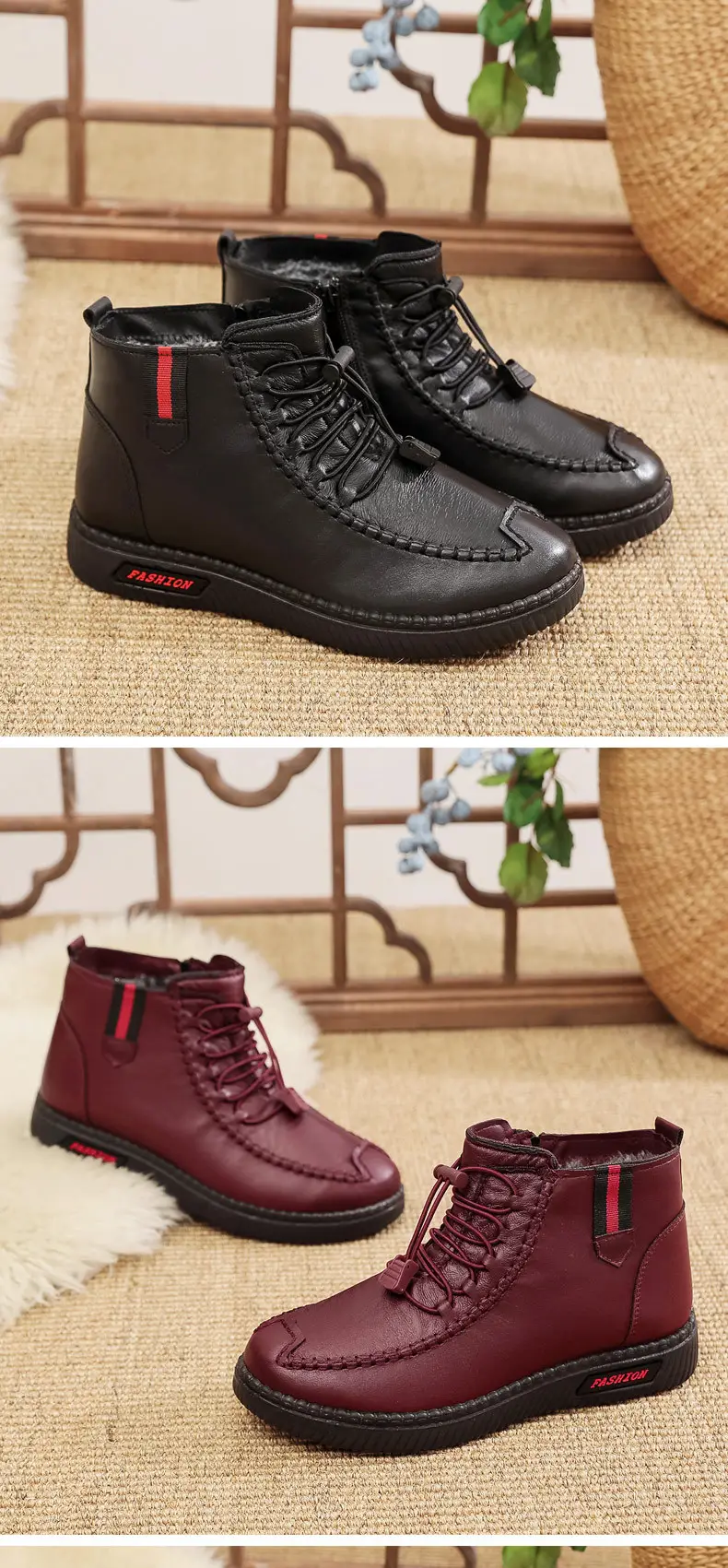 Women's Fleece-Lined Snow Boots Maroon Winter — feature 9