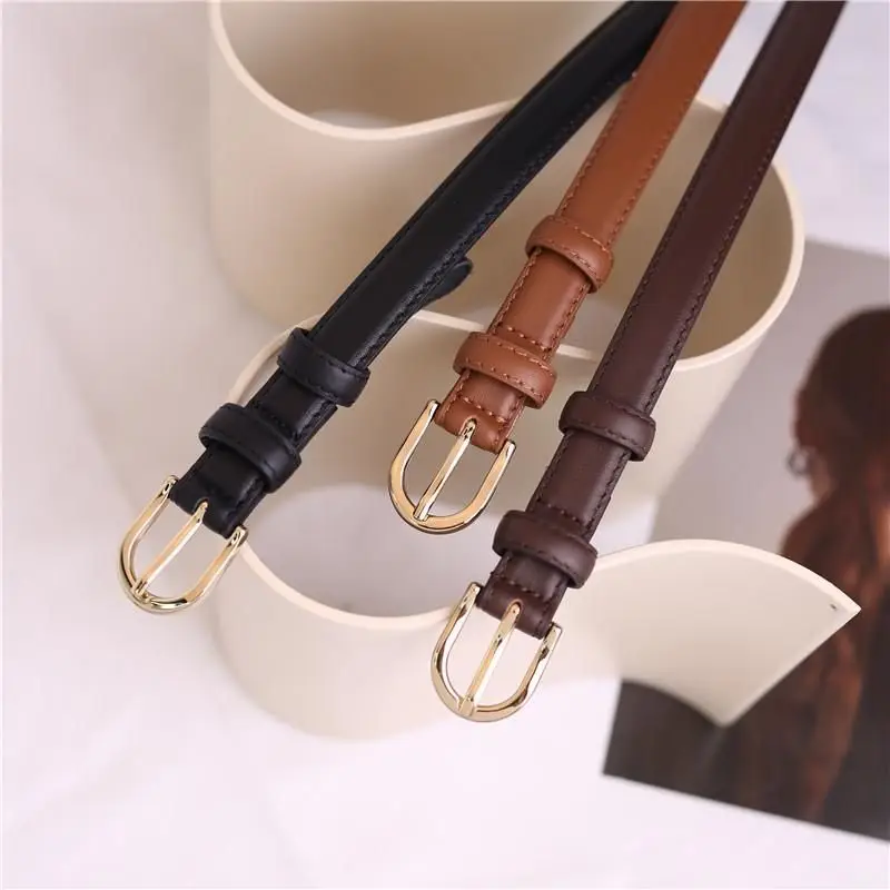 Women's Genuine Leather Belt with Gold Buckle β feature 1